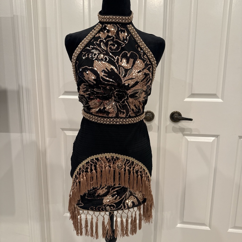 12th Tribe Black and Gold Sequin Dress